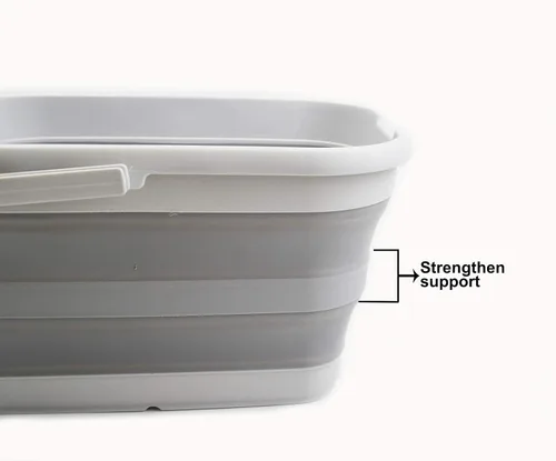 Miniatura 4 de SAMMART Cubo de agua plegable rectangular de 12 litros (3.1 galones) para campamento, pesca (gris (juego de 2))