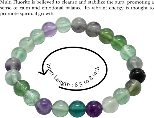 Miniatura 527 de Amazing Gemstone Pulsera de cristal para mujeres y hombres, pulsera de cristal curativo de protección, pulsera elástica con cuentas de piedras