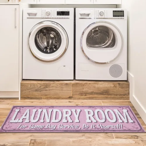 Miniatura 30 de Alfombra lavable a máquina con diseño de texto antideslizante con parte trasera de goma, 2 x 5, para lavandería, para baño, lavadero, 20 x 59