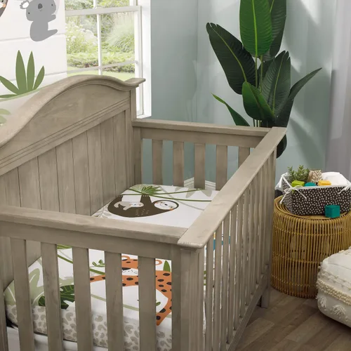 Miniatura 3 de NoJo Jungle Gym - Sábana bajera ajustable para cuna, color verde, marrón y gris, 100% algodón, para habitación de bebé, gris, verde, blanco, marrón
