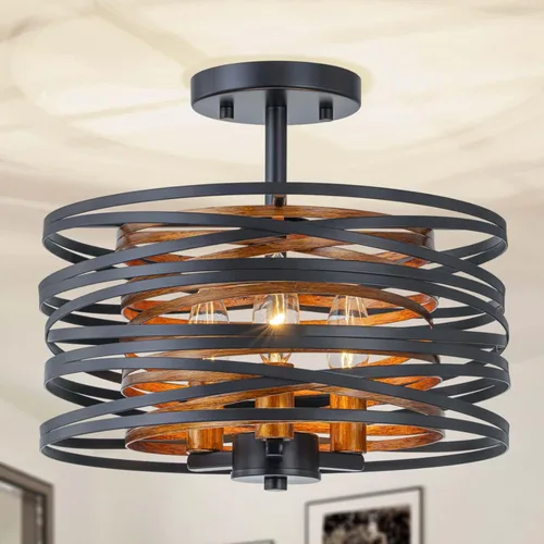 Miniatura 13 de LumFurn Lámpara de techo de cristal K9 de lujo de 3 luces para sala de estar, vestíbulo, dormitorio, lámpara semiempotrada cerca del techo, pantalla