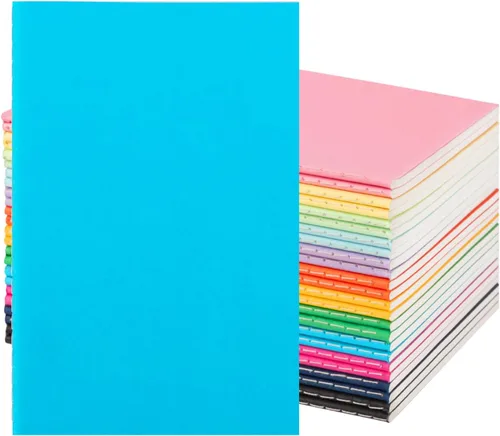 Miniatura 8 de Paquete de 24 cuadernos en blanco coloridos para escritura, diarios al por mayor, libros de composición A5, 21x14 cm, 60 páginas, 30 hojas