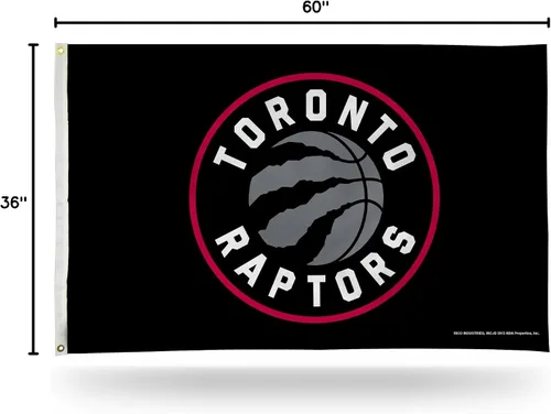 Miniatura 9 de Rico Industries Bandera de la NBA de 3 pies por 5 pies de una sola cara con ojales, Toronto Raptors