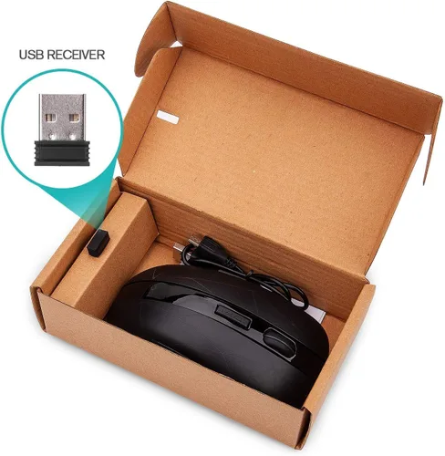 Miniatura 8 de Rii Ratón inalámbrico RM200 2.4G con receptor nano USB, mouse recargable de 5 botones, mouse RGB retroiluminado colorido para juegos para portátil