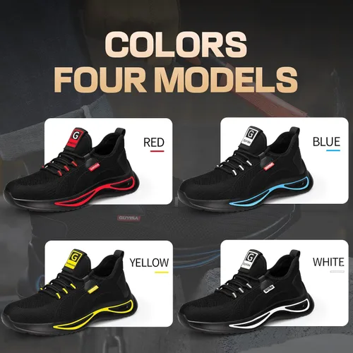 Miniatura 7 de GLANOUDUN Zapatos de punta de acero para hombre, zapatos de trabajo ligeros para hombres, zapatos de seguridad indestructibles para hombres, zapatos