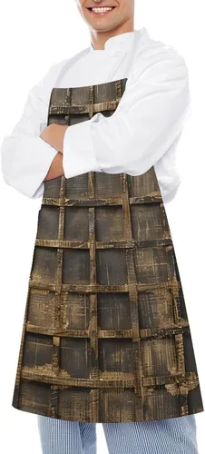 Miniatura 4 de MUSM Apron for Adults - 27.6 X 31.5 Inch, Heavy-Duty Polyester Aprons with Two Large Pockets, Waterproof Metallic Gold Mesh Kitchen Apron for