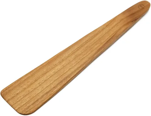 FAAY Espátula plana de madera de 13 pulgadas para hierro fundido, aleta de huevos, raspador de sartén, artesanía de alta resistencia a la humedad,