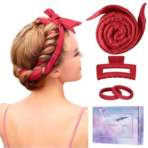 Diadema de Varilla Rizadora sin Calor, Mejorada de 60" Extra Larga, Diadema de Rizos sin Calor, Rizadores de Cabello Suaves para Dormir, Rodillos de
