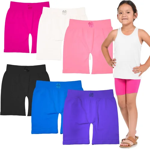 BASICO 6, 12 unidades de pantalones cortos de ciclismo de baile para niñas debajo del vestido, pantalones cortos de ciclismo para deportes de parque