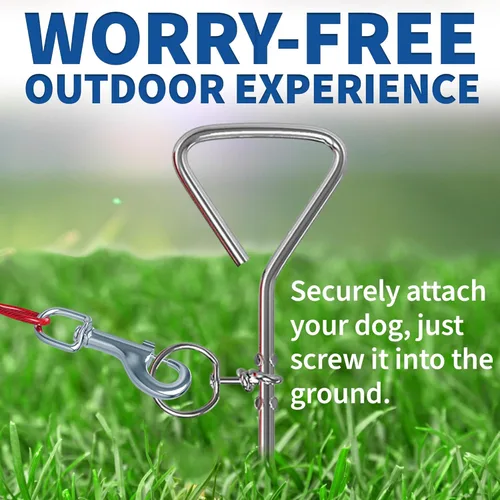 Miniatura 3 de Estaca de amarre para perros, anclaje en espiral duradero de 16 pulgadas para amarrar al aire libre, resistente a la corrosión y fácil de instalar
