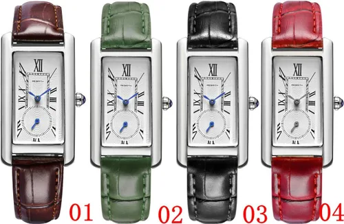 Miniatura 6 de Reloj de cuarzo para mujer, elegante, rectangular, con correa de cuero y corona de zafiro