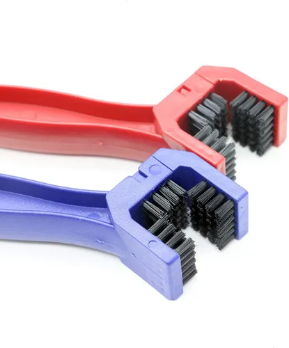 Miniatura 2 de Lavadora de cadena de bicicleta o motocicleta, cepillo de limpieza 2 piezas (color, azul y rojo)