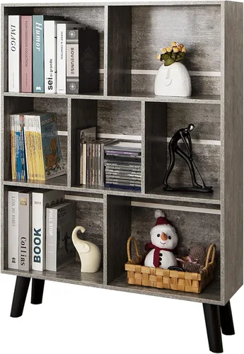Miniatura 60 de LEYAOYAO Estantería de 5 cubos de 3 niveles con patas, estante negro menta para libros para niños, bonito organizador de almacenamiento, estantes