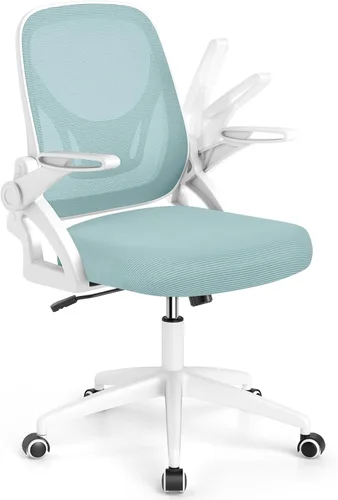 Miniatura 12 de Giantex Silla de oficina de malla, silla de escritorio ergonómica con brazos abatibles y soporte lumbar, silla de escritorio giratoria de altura