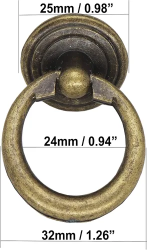 Miniatura 2 de Tiradores antiguos de bronce con un solo agujero, 8 piezas, estilo vintage, para armario, aparador, muebles