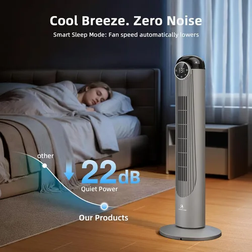 Miniatura 4 de Antarctic Star T36 Tower Fan-36 Inch, Bladeless Oscillating Fan with Remote, 6 Speeds & 4 Modes, LED Display, 9H Timer, Quiet Floor Standing Fan for