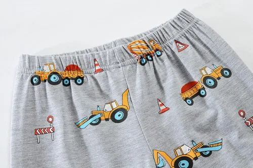 Miniatura 7 de Little Hand Pijamas de dinosaurio para niños pequeños, pijamas de verano con diseño de camión y excavadora, conjuntos cortos de 2 a 7 años