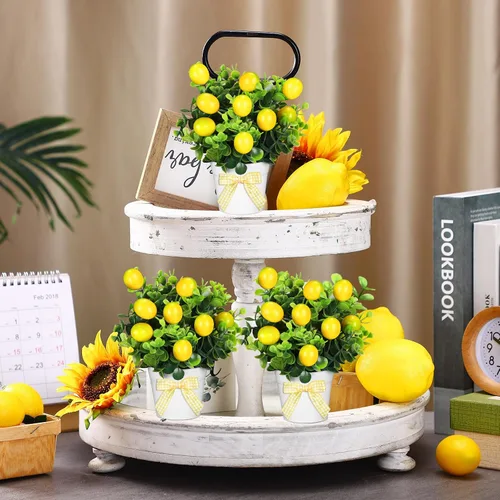Miniatura 3 de Jexine Juego de 3 bandejas escalonadas de frutas de verano para decoración de plantas artificiales, casa de campo, decoración del hogar, mini