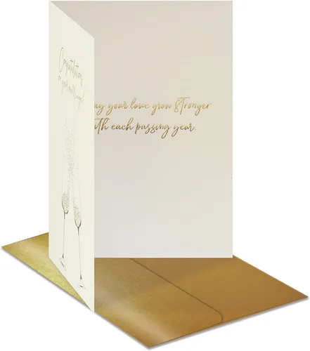 Miniatura 2 de Better Office Products Tarjeta de felicitación de boda con lámina dorada y plateada metálica, sobre brillante dorado, tamaño clásico de 5 x 7