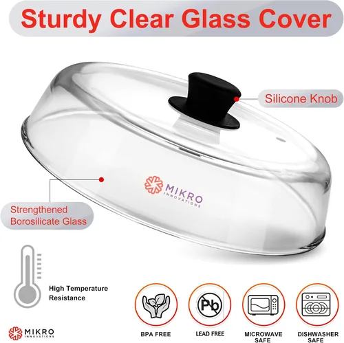 Miniatura 4 de Cubierta de vidrio para salpicaduras de microondas para plato de alimentos, resistente protector de salpicaduras de vidrio de borosilicato