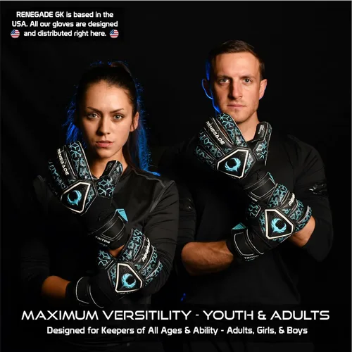 Miniatura 2 de Guantes de portero Renegade GK Triton con protección antimicrobiana (tallas 5-11, 3 estilos, nivel 2) Protectores de dedos Pro-Tek y Super Agarre