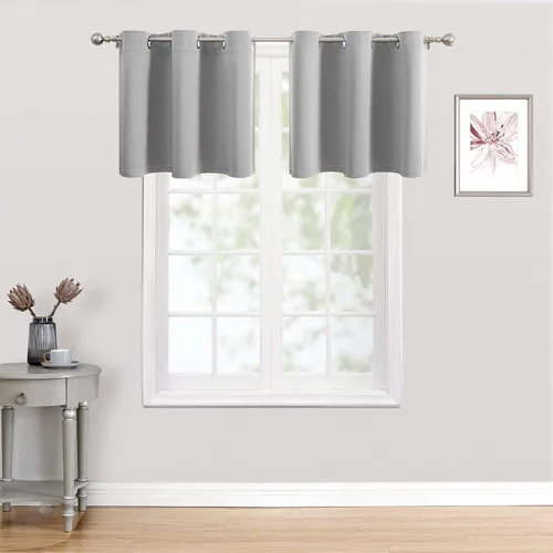 Miniatura 97 de ChrisDowa - Cortinas de cenefa pequeñas para cocina, cortinas cortas con ojales y aislamiento térmico para oscurecer la sala y habitación