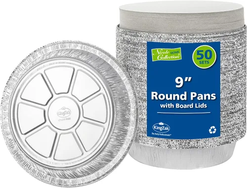 Miniatura 8 de Nicole Home Collection Sartenes de aluminio 7” Redondas desechables con tapas de papel de aluminio (paquete de 50) – Sartenes desechables redondas