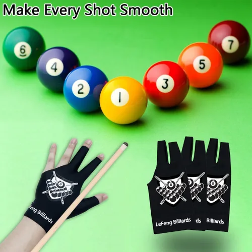 Miniatura 8 de LeFeng - Guantes de billar profesionales para billar, 3 dedos abiertos, para mano izquierda para hombres y mujeres