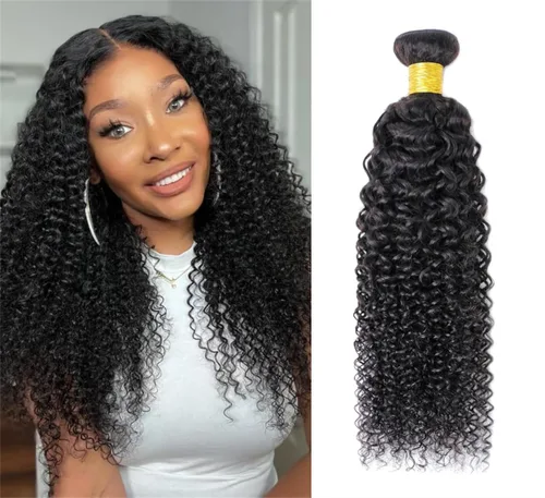 Extensiones de pelo rizado brasileño de Selina, pelo virgen brasileño, 100 gramos/paquete, color natural (16 pulgadas, rizado)