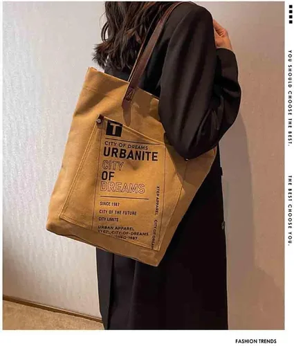 Miniatura 4 de MOMEITU Bolso tote de lona Crossbody Bolso grande Bolso de hombro retro Bolso de mano estético Bolso grande Bolso de mano de hadas Grunge, Marrón