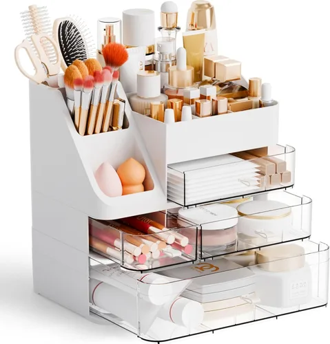 Miniatura 12 de Yieach Organizador de maquillaje de encimera para tocador, baño, tocador, organizador grande de almacenamiento de maquillaje y organizador