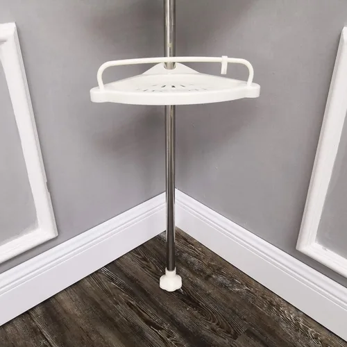Miniatura 8 de FixtureDisplays® Juego de 2 bandejas de almacenamiento de tensión para bañera y ducha con barra fija de acero inoxidable de 3.3-10 pies de altura