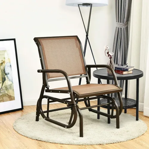 Miniatura 8 de Giantex Silla columpio con marco de metal de estudio, cómoda silla de patio para jardín, porche, patio trasero, piscina, mecedora al aire libre