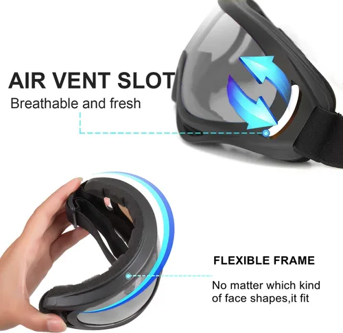 Miniatura 3 de LJDJ Gafas de motocicleta – Juego de 2 gafas – Dirt Bike ATV Motocross anti-UV ajustable para montar fuera de carretera protección combate táctico
