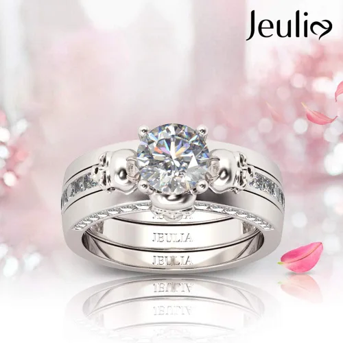 Miniatura 5 de Jeulia Juego de anillos de boda intercambiables de 2.5 quilates para mujer, anillos de plata de ley 925, anillos de compromiso de circonita cúbica