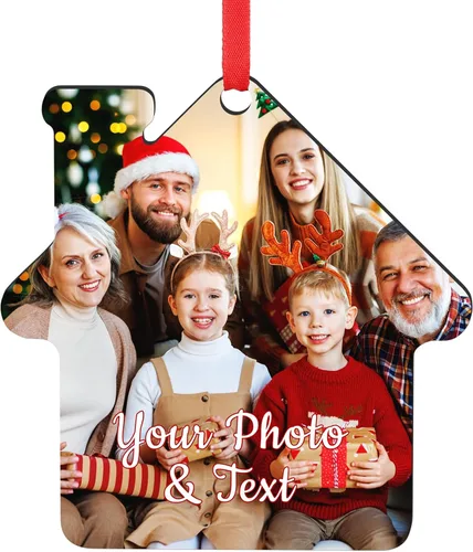 Miniatura 29 de Paquete de 4 adornos de Navidad personalizados 2025 de cerámica personalizada con foto y texto para decoración de árbol de Navidad, primera Navidad