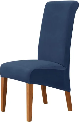 Miniatura 13 de Funda de terciopelo para silla de comedor, funda elástica para sillas grandes, fundas para sillas de respaldo alto (Bianco, paquete de 1)