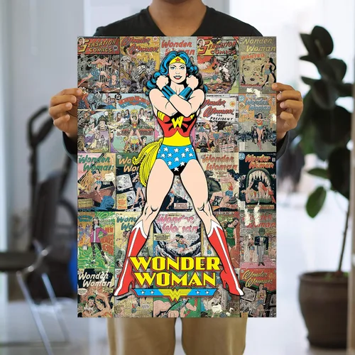 Miniatura 2 de MIGHTYPRINT DC Comics - Wonder Woman - Collage de cómics de la Liga de la Justicia - Arte de pared duradero de 17 x 24 pulgadas, no hecho de papel