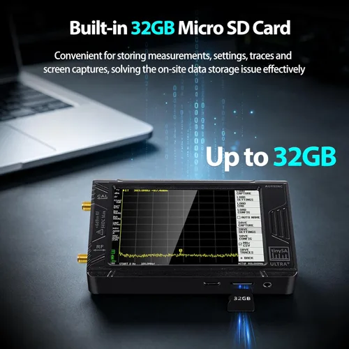 Miniatura 8 de AURSINC Analizador de espectro TinySA Ultra+ ZS406, 4.0 pulgadas, 100 kHz-5.4 GHz, analizador de frecuencia portátil con tarjeta de 32 GB, HW