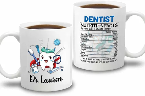 Miniatura 16 de Taza de café blanca personalizada para dentista ortodoncista de 11 onzas, 15 onzas, un dentista verdaderamente genial es difícil de encontrar