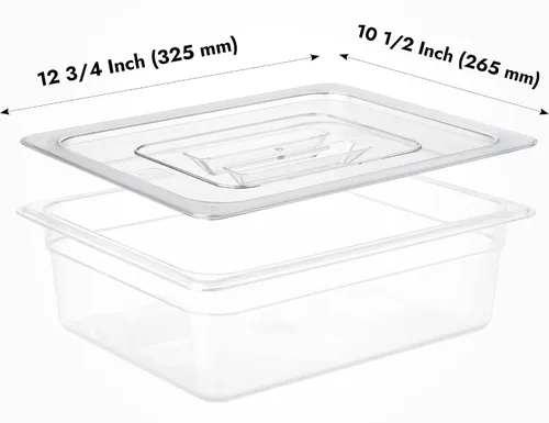 Miniatura 2 de CURTA Paquete de 6 cubiertas NSF para bandeja de alimentos, tapa de policarbonato transparente de tamaño 1/2 con asa para bandeja de alimentos