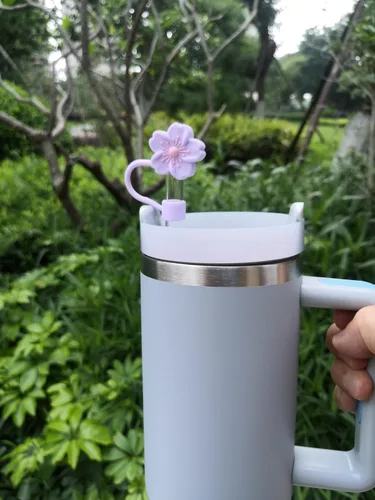 Miniatura 8 de Tapa de silicona para popote compatible con Stanley Cup 30, 40 onzas, a prueba de polvo, reutilizable, para vasos y botellas de agua Gorra de cereza