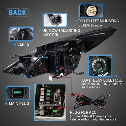 Miniatura 4 de VLAND Faros delanteros LED de proyector compatibles con Hyundai Sonata 2011-2014 (no compatible con híbridos y modelos sin nivelación automática)