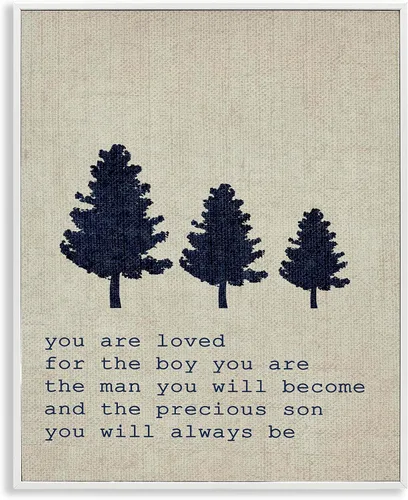 Stupell Industries You are Loved Trees, Design by Daphne Polselli - Arte de pared enmarcado en blanco, 11 x 14, marrón