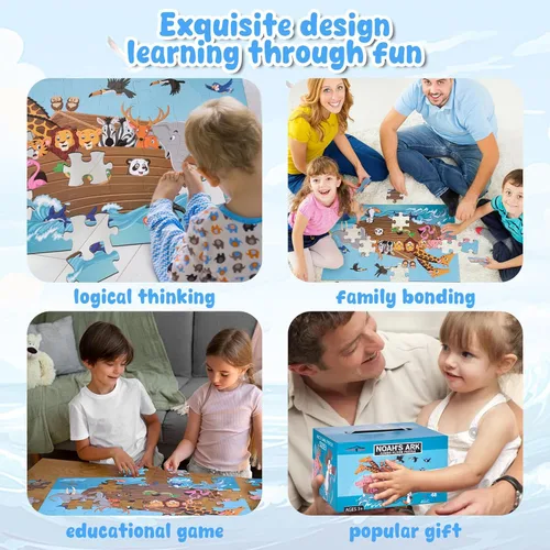 Miniatura 8 de LovesTown Rompecabezas de suelo para niños, rompecabezas de animales jumbo, juguetes educativos de aprendizaje para entretenimiento familiar