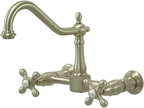 Miniatura 5 de Kingston Brass KS1245AX Heritage - Grifo de cocina con puente de montaje en pared, bronce aceitado Oil Rubbed Bronze