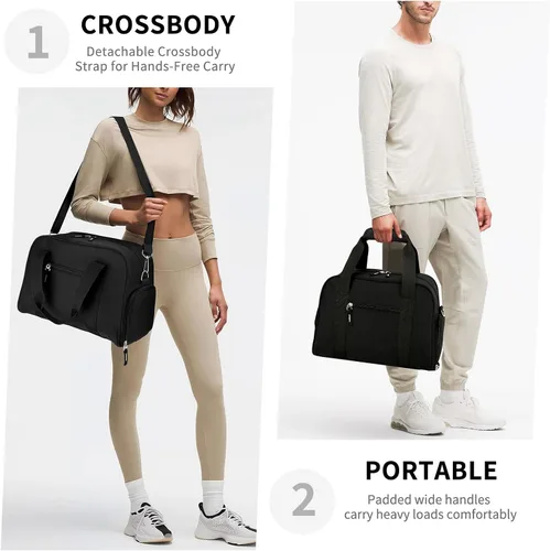 Miniatura 3 de SeaRock Bolsa de gimnasio pequeña de 14 pulgadas para mujeres y hombres, mini bolsa de lona para fines de semana y noche con compartimento