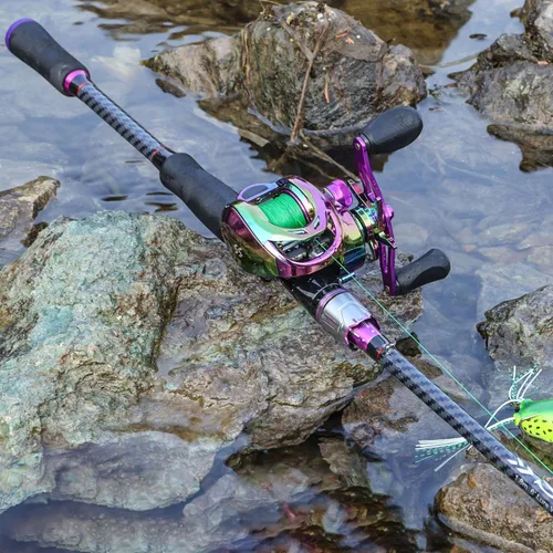 Miniatura 7 de Sougayilang Baitcasting - Combos de pesca de fibra de carbono y vidrio, 2 cañas de pescar con carrete de fundición, 6 pies 0 pulgadas