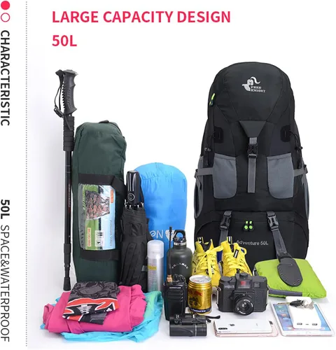 Miniatura 9 de Bseash Mochila de senderismo de 50L, resistente al agua, ligera, mochila de día para deportes al aire libre, bolsa de viaje para camping, escalada