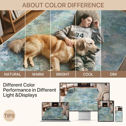 Miniatura 8 de GENIMO Alfombra antideslizante de 2 x 6 pies, lavable para pasillos de cocina, alfombras de cocina modernas abstractas, alfombra ligera de pelo bajo